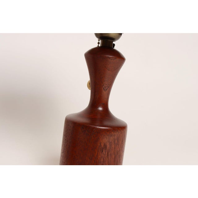 1960s Danish Modern Diminutive Sculptural Teak and Brass Table Lamps - a Pair For Sale - Image 12 of 17