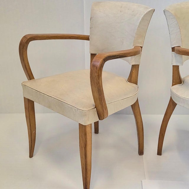 Mid-Century Modern Vintage Bridge Armchairs in Beech and Skai, 1950s, Set of 2 For Sale - Image 3 of 14