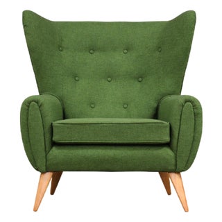 1950s Maple Mid Century Green Lounge Chair For Sale