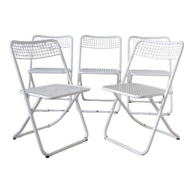 Vintage Spanish Folding Chairs by Federico Giner, 1970s, Set of 5 For Sale