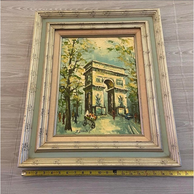 Vintage Paris Arc De Triomphe Impasto Oil Painting, Signed, Mid-Century French Style For Sale - Image 10 of 11
