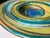 Vintage Handcrafted Art Glass Charger Bowl in Blue, Teal & Amber Swirl Glaze For Sale - Image 9 of 11