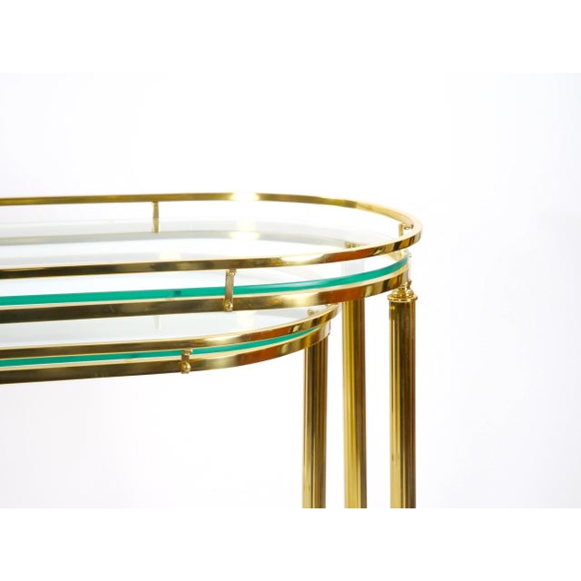 Brass Midcentury Brass and Glass Italian Swing Out Bar Cart For Sale - Image 8 of 12