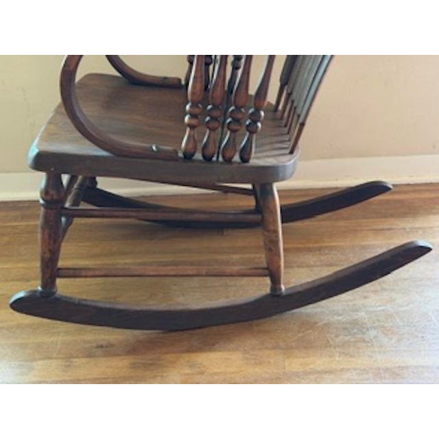 Early 20th Century Antique Rocking Chair With Embellishments and Masterful Elegant Arms and Back! For Sale - Image 5 of 13