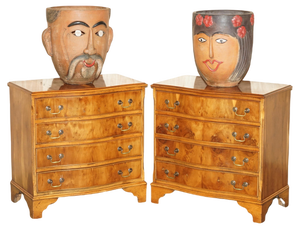 Vintage Mexican Folk Art Terracotta Pots, 1960s, Set of 2