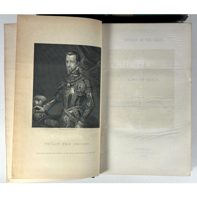 19th Century Antiquarian Book Set: Prescott's Philip II, 1869 Three-Volume History For Sale - Image 5 of 10