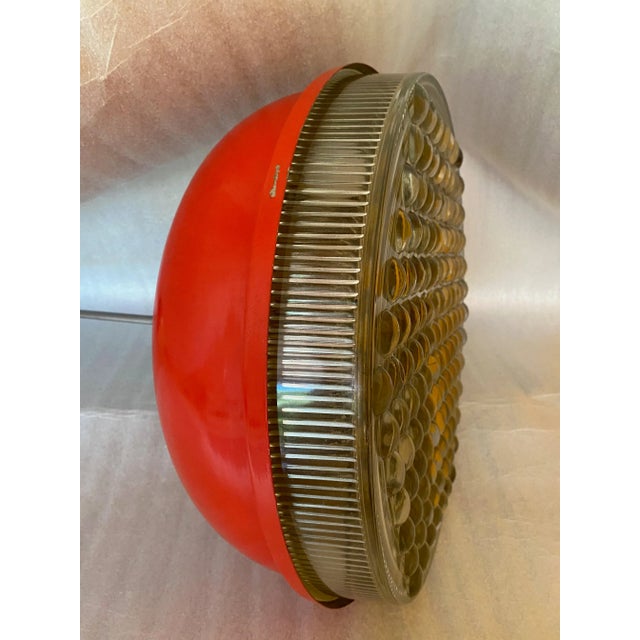 Red Metal and Granulated Glass Ceiling Lamp, 1970s For Sale - Image 9 of 14