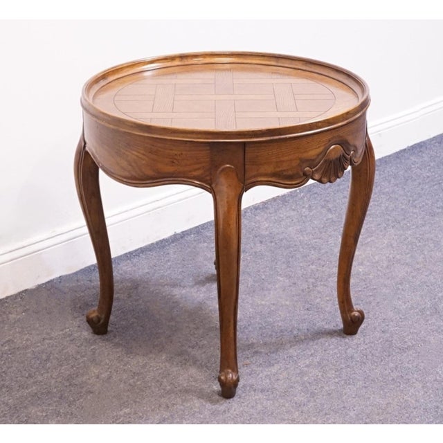 Baker Furniture Company Baker Furniture Solid Walnut Country French Provincial 26" Round Accent End Table For Sale - Image 4 of 10