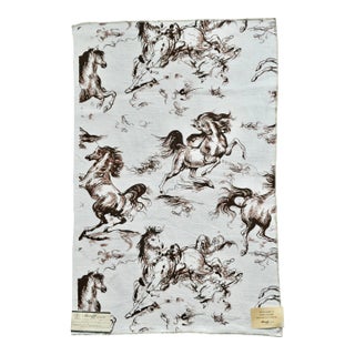 Mid-Century Greeff “Stallions” Printed Linen Fabric Sample For Sale