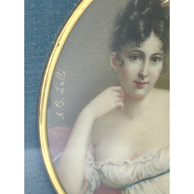 Antique Signed A. Corsi Lalli Miniature Portrait of a Woman, Gilt Frame For Sale In Louisville - Image 6 of 12