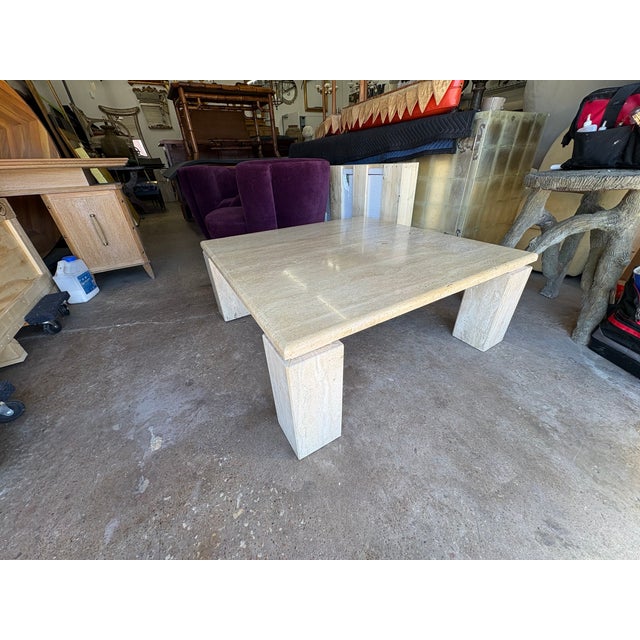 Stone 1970s Italian Modern Travertine Cocktail Table For Sale - Image 7 of 14