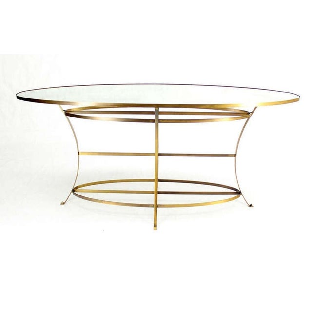 Unusual shape and size perfect oval display or center console table. 39" Bar Height. Nice design and high quality...