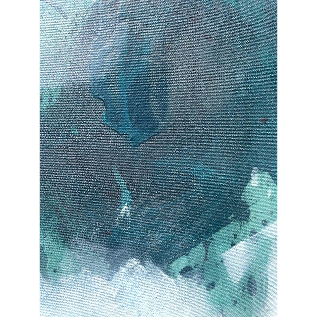 2020s Original Contemporary Abstract Painting in Dark Green, Teal & Soft Blue by American Lyrical Abstractionist Stacey Warnix For Sale - Image 5 of 11