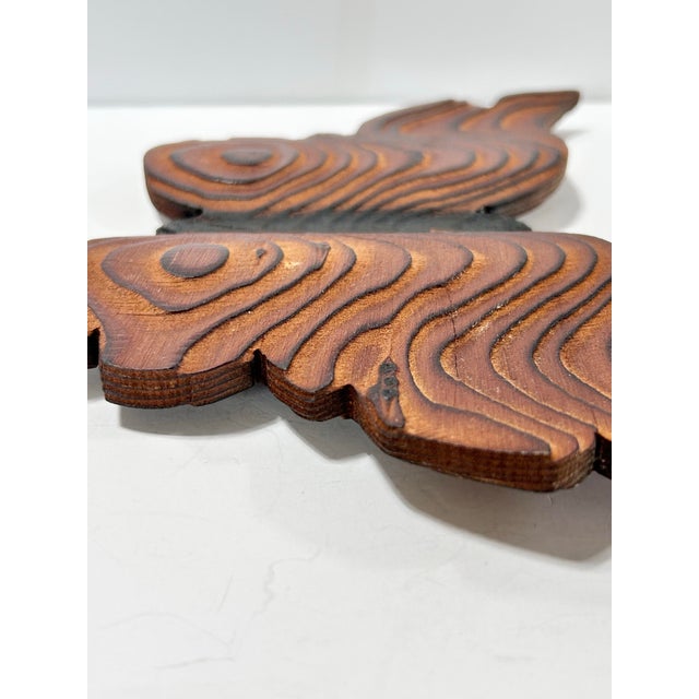 Vintage Folk Art Carved Wood Butterfly Wall Sculpture – Burned Wood Relief For Sale - Image 9 of 9