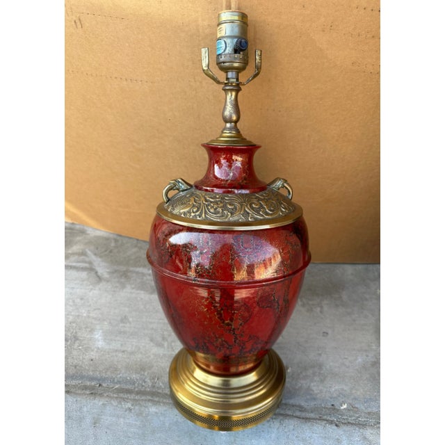 Vintage Mark Thomas Brass Urn Table Lamp For Sale - Image 9 of 9