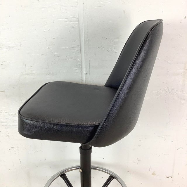 Black Mid-Century Swivel Barstool For Sale - Image 8 of 12