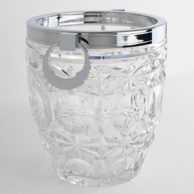 Art Deco Chrome and Crystal Champagne Ice Bucket by Alois Straszak for Le Crabe For Sale - Image 12 of 14