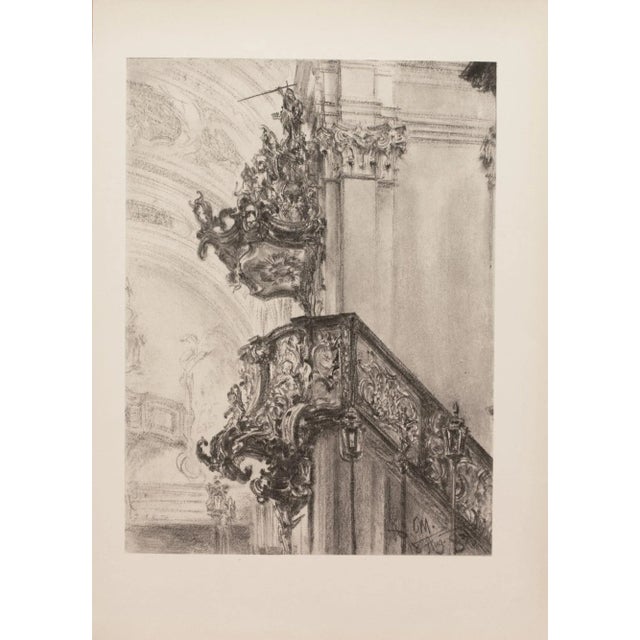 1959 After "Church Interior" by Adolph Von Menzel, Large Architectural Photogravure For Sale - Image 9 of 9