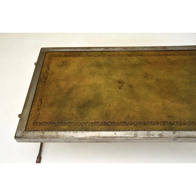 Metal French Steel and Leather Coffee Table, 1960s For Sale - Image 7 of 10