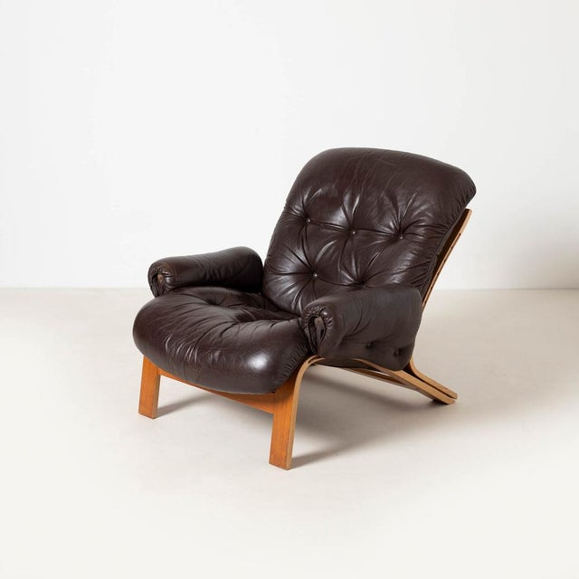 Set of Ry Wing Lounge Chair and Ottoman by Elsa and Nordahl Solheim for Rybo Mobler, Norway, 1970s For Sale - Image 11 of 15