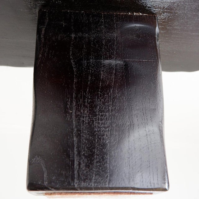 Large Coffee Table in Black Hammered Wood For Sale - Image 6 of 12