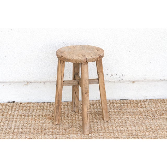 Chinese Wabi Sabi Antique Wood Stool For Sale - Image 3 of 8