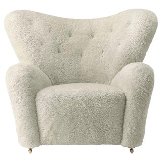 Green Tea Sheepskin the Tired Man Lounge Chair by Lassen For Sale