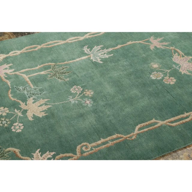 Art Deco Chinese Art Deco Style Floral Wool Rug by Rug & Kilim, India For Sale - Image 3 of 9