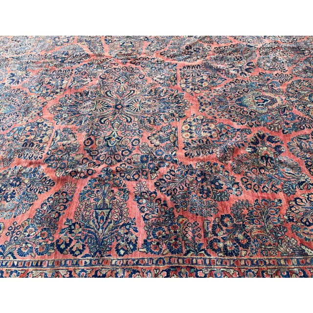Red Antique Persian Sarouk Carpet, Garden Design For Sale - Image 8 of 12