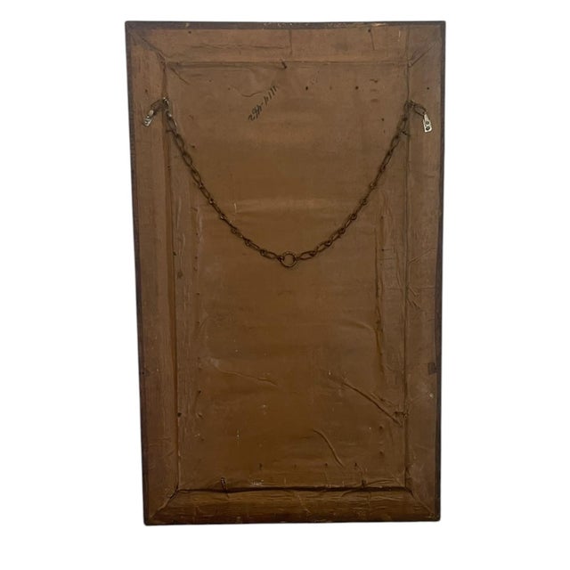 Wood Victorian 1890s Uk Import Carved Oak Wall Mirror With Beveled Glass and Hanging Chain. For Sale - Image 7 of 10