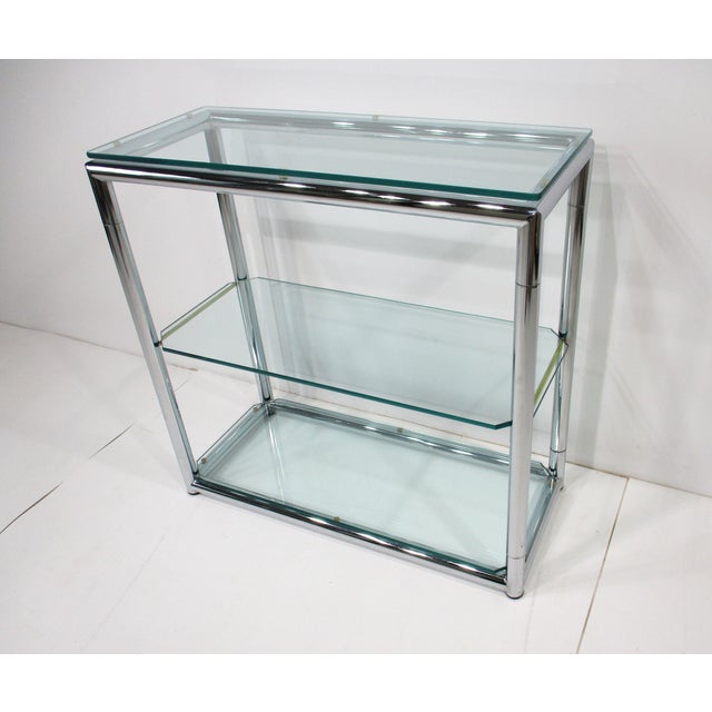 Mid-Century Modern Mid 20th Century Italian Pace Styled Chrome and Plateglass Dry Bar For Sale - Image 3 of 10
