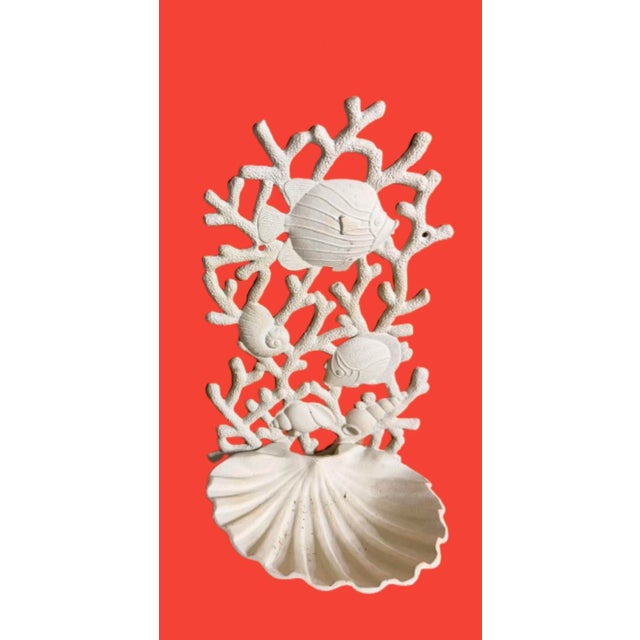 Late 20th Century Vintage Coastal Cast - Iron Coral & Seashells Sconces - A Pair For Sale - Image 5 of 10