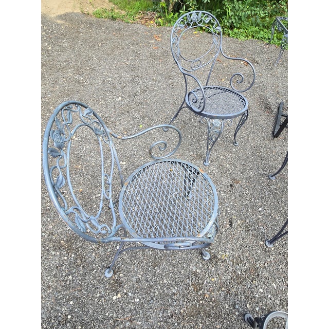 Vintage Wrought Iron Patio Seating Set by Russell Woodard, Attributed, 8 Pieces For Sale - Image 10 of 12