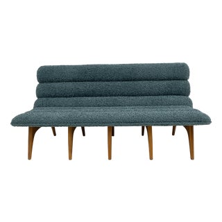 Modern Italin Bouclè and Walnut Sofa in the style of Adrian Pearsall For Sale