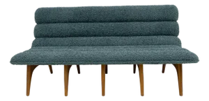Modern Italin Bouclè and Walnut Sofa in the style of Adrian Pearsall