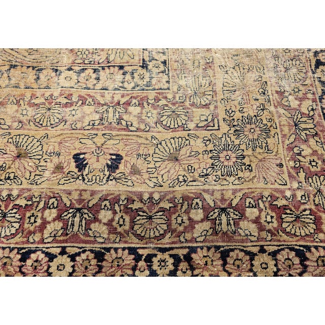 19th Century Persian Kerman Lavar Rug, Hand-Knotted Wool, Floral Pattern, Ivory & Black, 9x10 For Sale - Image 18 of 18
