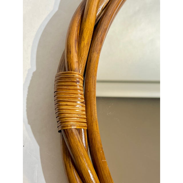 Vintage French Twisted Rattan Round Wall Mirror, 1970s For Sale - Image 15 of 15