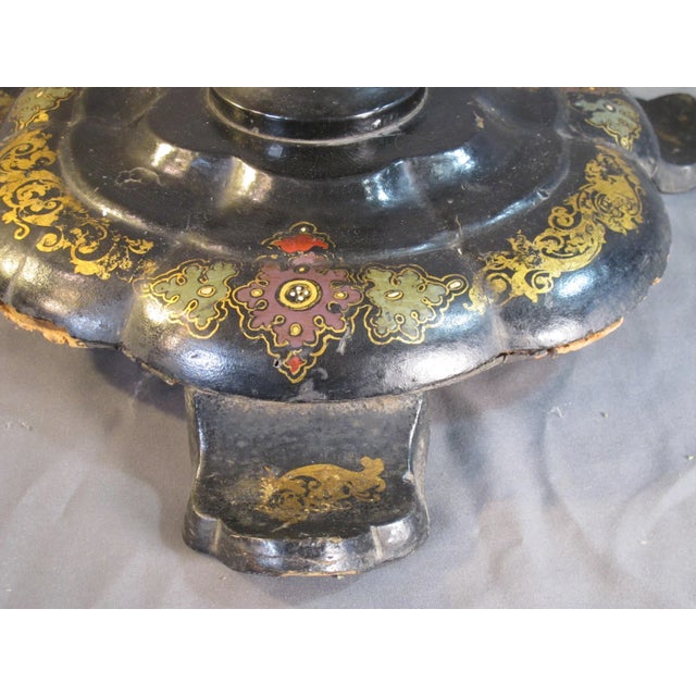 Victorian Antique Lacquer and Pearl Inlay Tilt Top End Table For Sale - Image 3 of 11