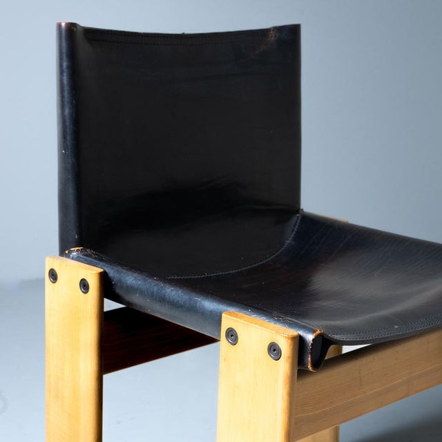 Molteni Monk Chairs in Leather by Afra & Tobia Scarpa for Molteni, 1973, Set of 8 For Sale - Image 4 of 13