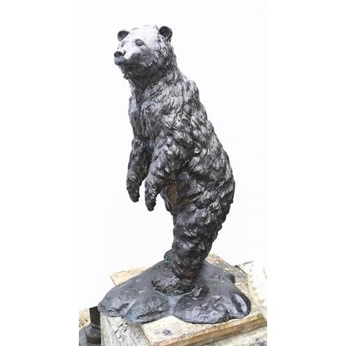 Gorgeous bronze American brown bear statue Bear is shown on back feet and stands almost four feet tall - 111 CM Great for...