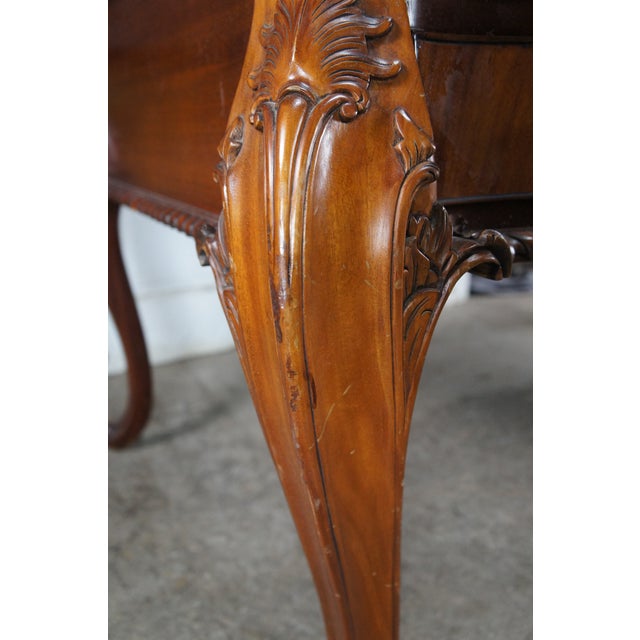 Vintage Chippendale Style Mahogany Carved Leather Inset Executive Office Desk For Sale - Image 15 of 18