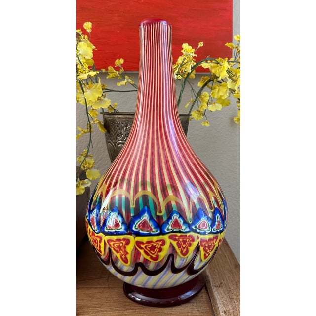 Vintage 1960's Large Multi Colored Murano Millefiori Vase For Sale - Image 13 of 13