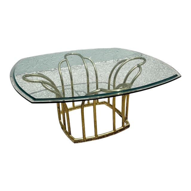 Art Deco Gold Glass Top Coffee Table For Sale