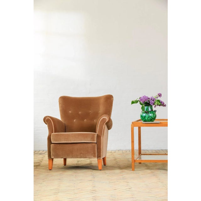 Earflap Armchair Redressed in Velvet from Kradrat, 1950s For Sale - Image 4 of 4