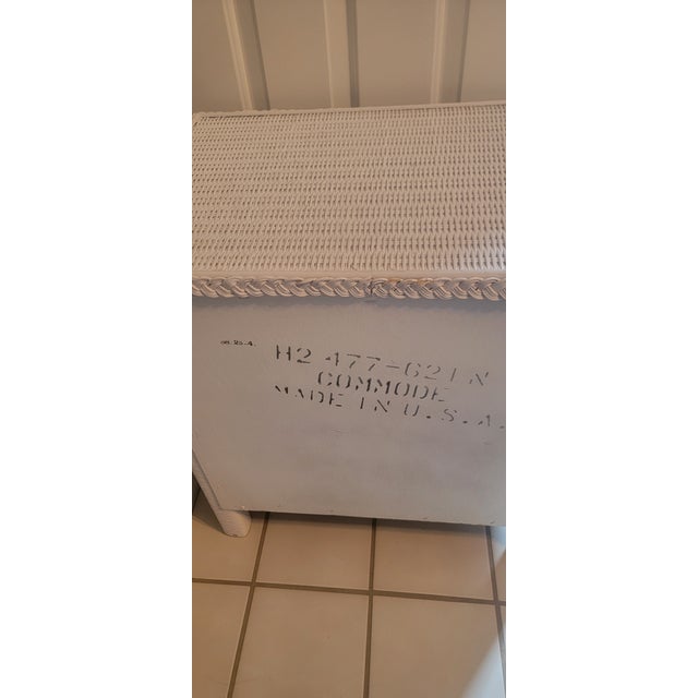 1980s Coastal White Henry Link Wicker Nightstand by Lexington For Sale - Image 12 of 18