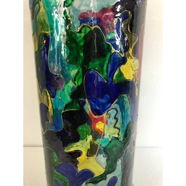Glass Monique Nichols One-of-a-Kind Hand-Painted Art Glass Sculpture Vase, Signed & Dated 1998 For Sale - Image 7 of 12
