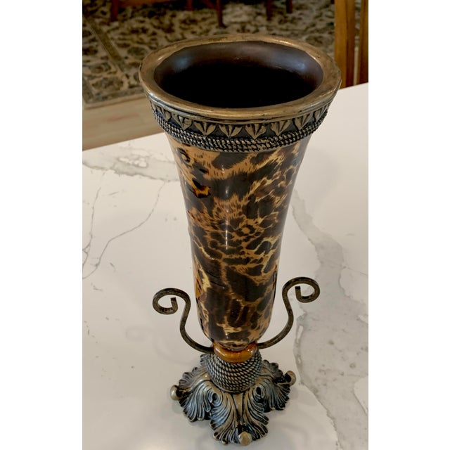 Neoclassical Gilt Vase With Tassel Base For Sale - Image 4 of 5