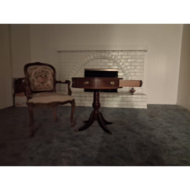 1990s Hammary Banded Inlaid Mahogany Drum Table For Sale In Monterey, CA - Image 6 of 7