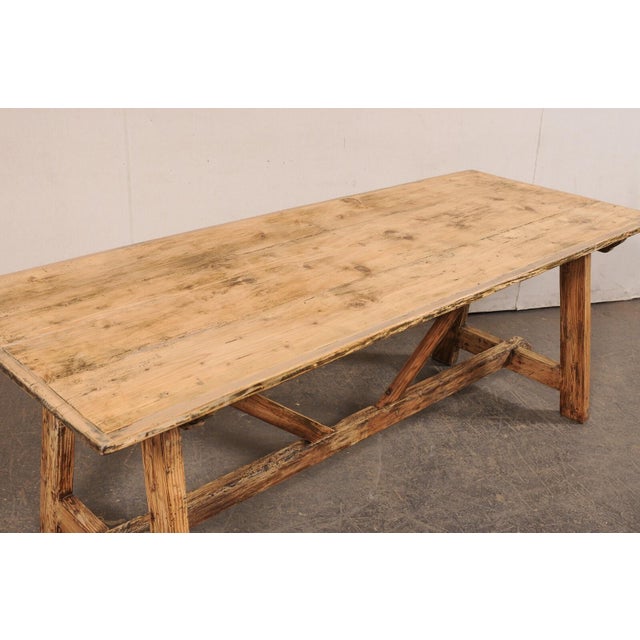 Italian Antique Sawhorse Leg Table, 7+ Ft For Sale - Image 12 of 12