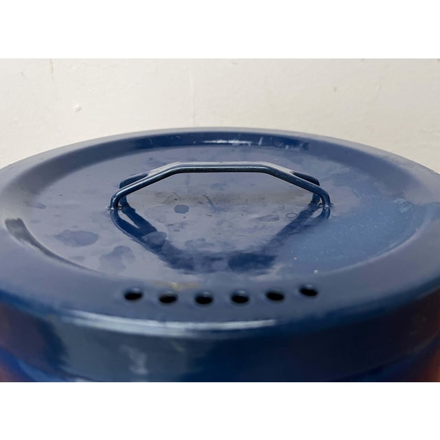 Mid-Century Modern Minimalist Blue Enamel Pot by Seppo Mallat for Finel, Finland, 1960s For Sale - Image 9 of 18